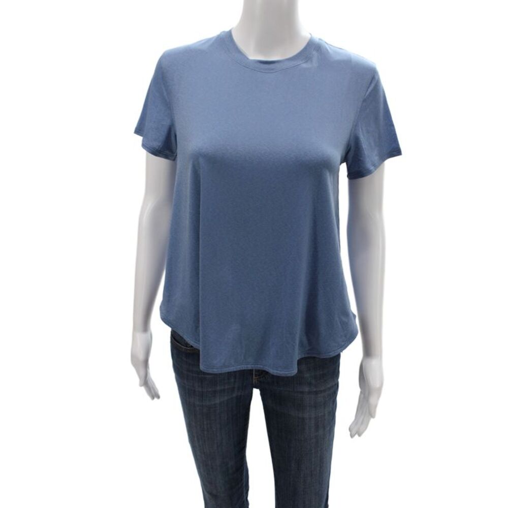 Lululemon Women Basic Crew Neck Blue Short Sleeve T-Shirt Polyester Size 6